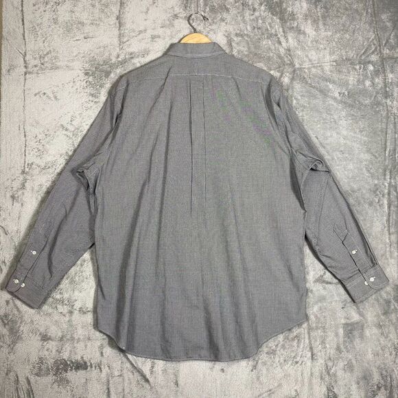 Ralph Lauren Shirt Mens 17 34/35 Blue Houndstooth Yarmouth Long Sleeve Button Up - Picture 2 of 5